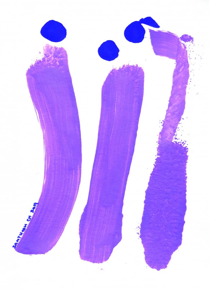 Blue and Purple Figures by Santhosh ch — canvas wall art