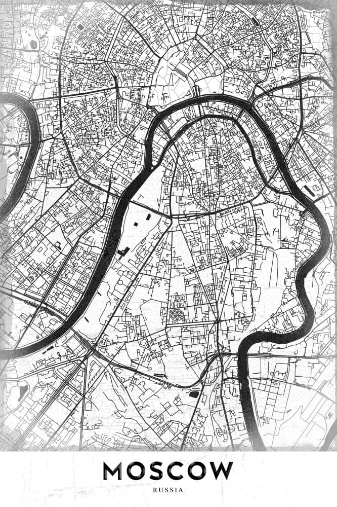 Modern Moscow Map by StudioSix — canvas wall art