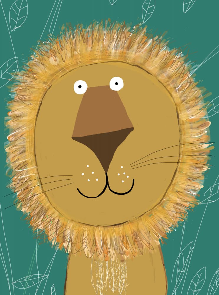 Cute Cartoon Lion by Carla Daly — canvas wall art