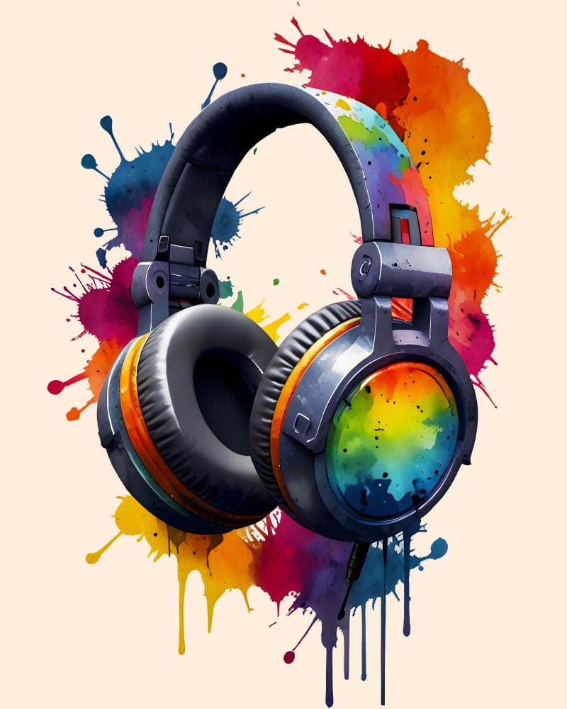 Vibrant Splatter Headphones by Kintsugi99 — canvas wall art