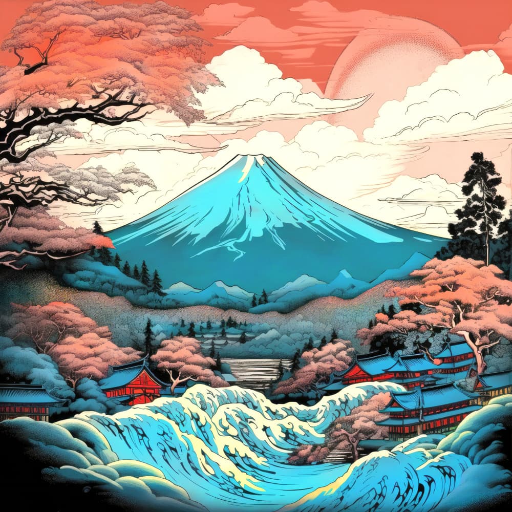Mount Fuji Great Wave by Justyna Jaszke — canvas wall art