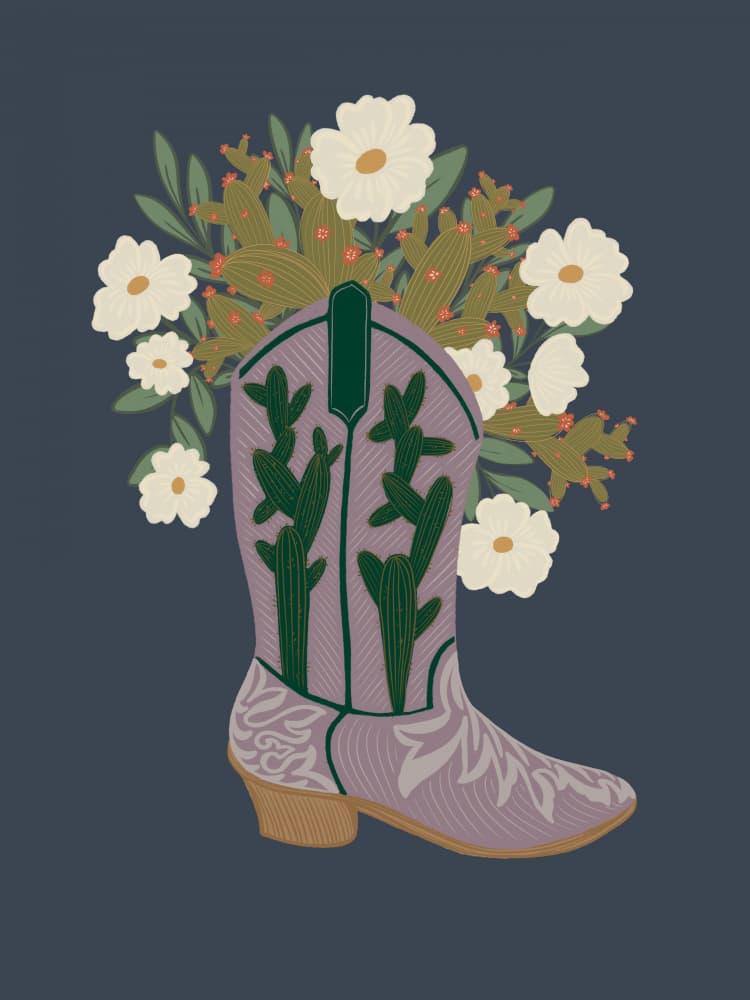 Western Floral Boot by Nikita Jariwala — canvas wall art