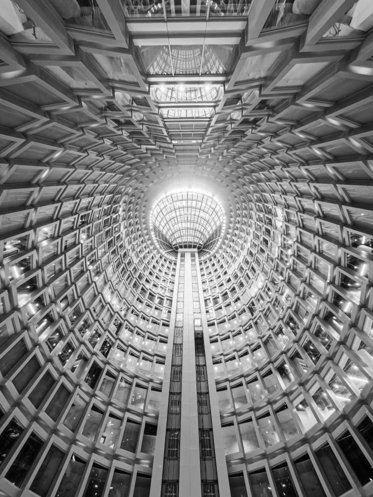 Modern Atrium Perspective by Peiyin Wang — canvas wall art