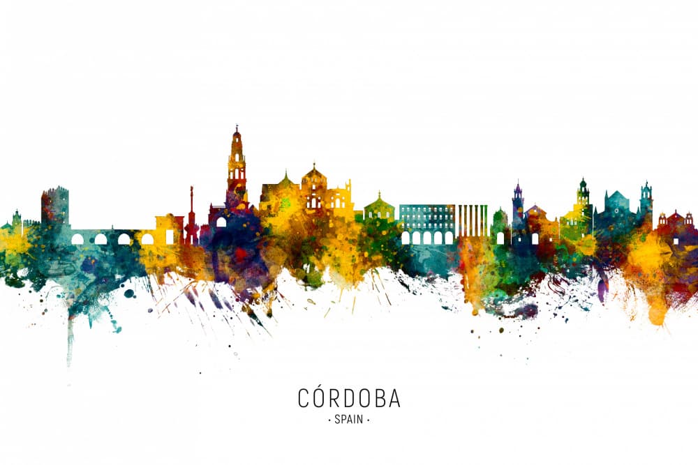 Vibrant Cordoba Skyline by Michael Tompsett — canvas wall art