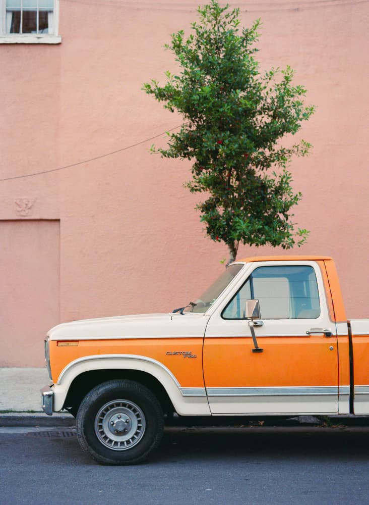 Orange Pickup Pink Wall by Bethany Young — canvas wall art