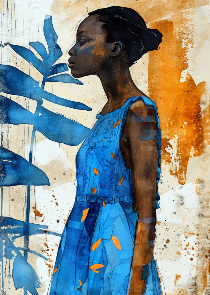 Serene Blue Profile by Justyna Jaszke — canvas wall art