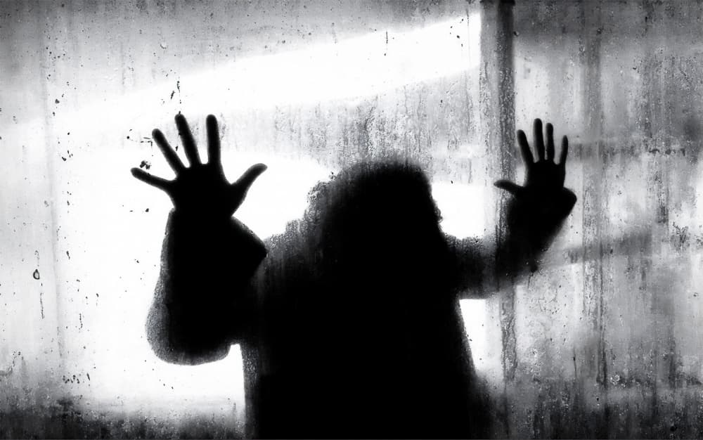 Shadowed Hands on Glass by Parole Kim — canvas wall art