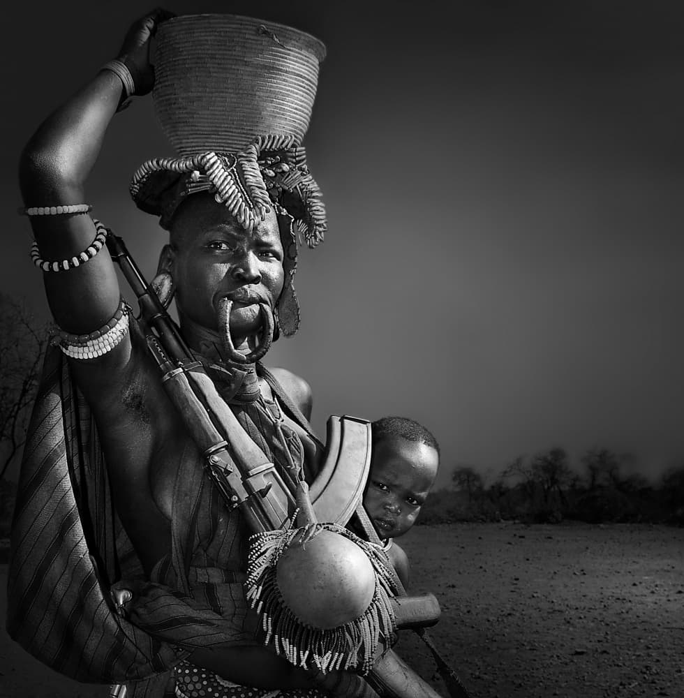 Mursi Mother and Child by Irene Perovich — canvas wall art