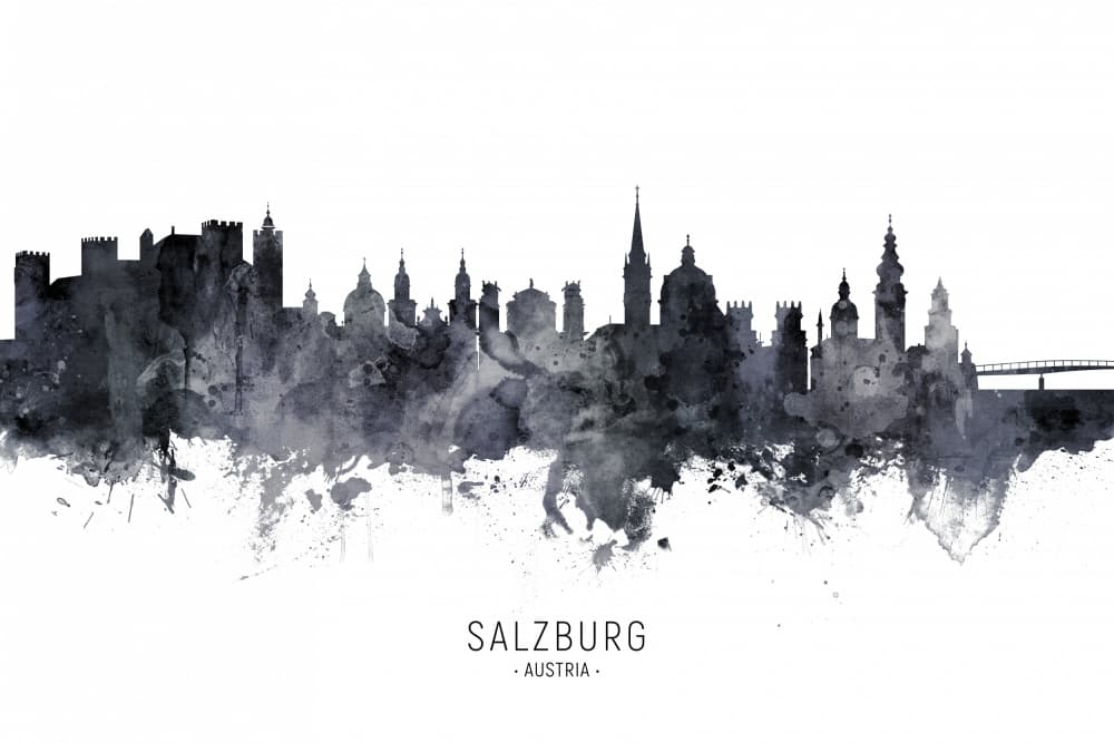 Salzburg City Silhouette by Michael Tompsett — canvas wall art