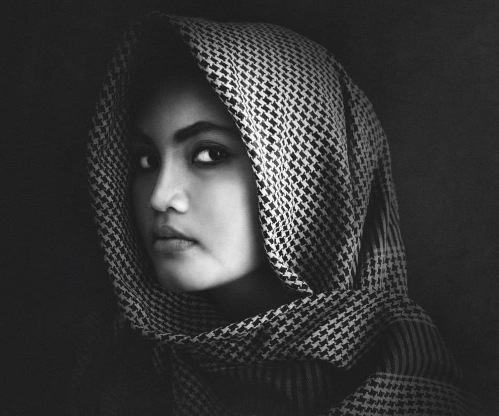 Intense Scarf Portrait by Ivan Marlianto — canvas wall art