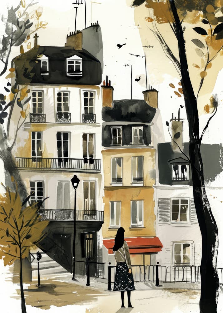 Parisian Street Scene by Justyna Jaszke — canvas wall art