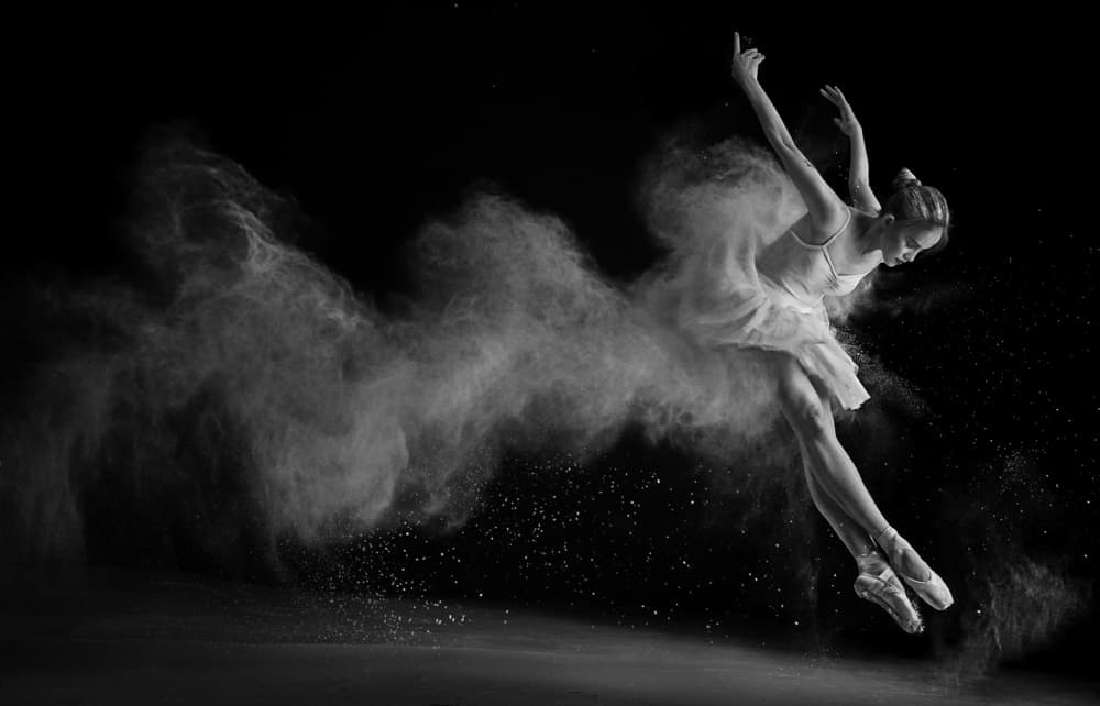Ballerina Powder Leap by Sebastian Kisworo — canvas wall art