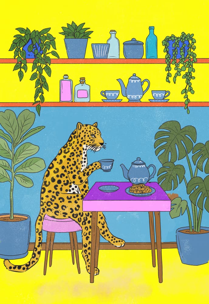 Leopard Tea Time by Nicholas — canvas wall art