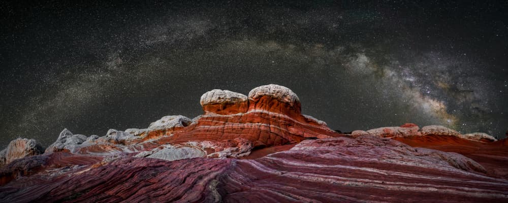 Cosmic Red Rock Night by John J. Chen — canvas wall art