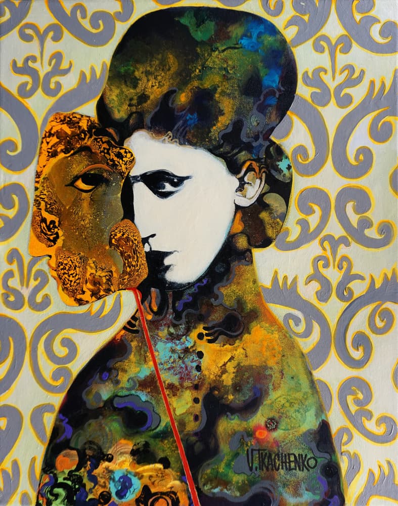 Mysterious Woman with Mask by Victor Tkachenko — canvas wall art
