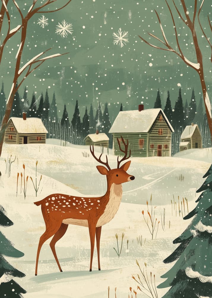 Winter Forest Deer by Pictufy Studio IV — canvas wall art