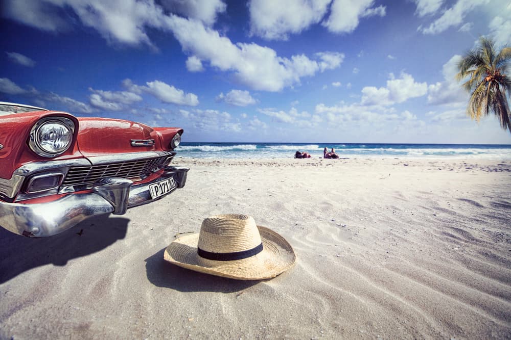 Red Car Beach Day by Svetlin Yosifov — canvas wall art