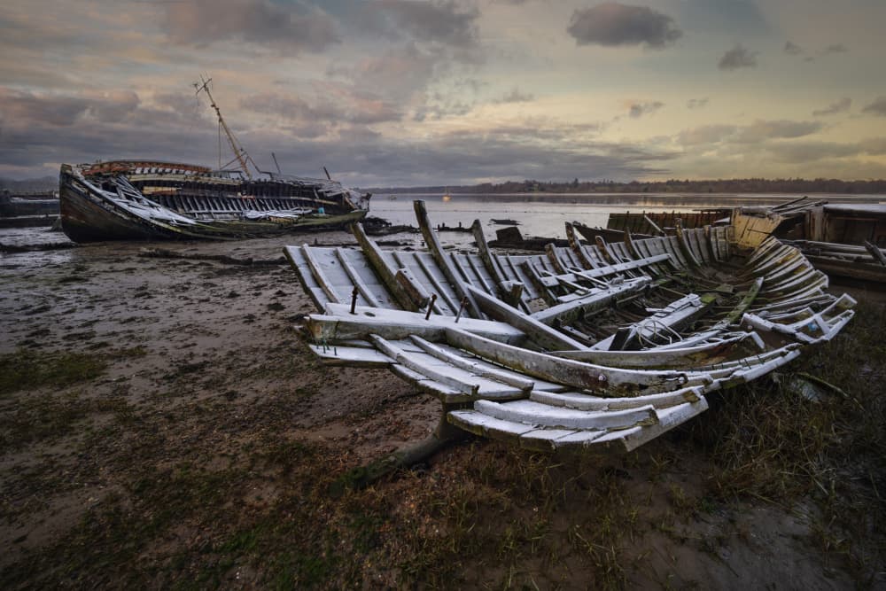 Abandoned Winter Ships by Hans Repelnig — canvas wall art
