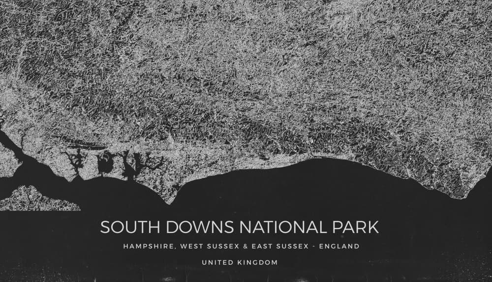 South Downs Coastal Map by Nicholas — canvas wall art