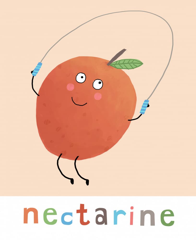 Happy Nectarine Skipping by Carla Daly — canvas wall art