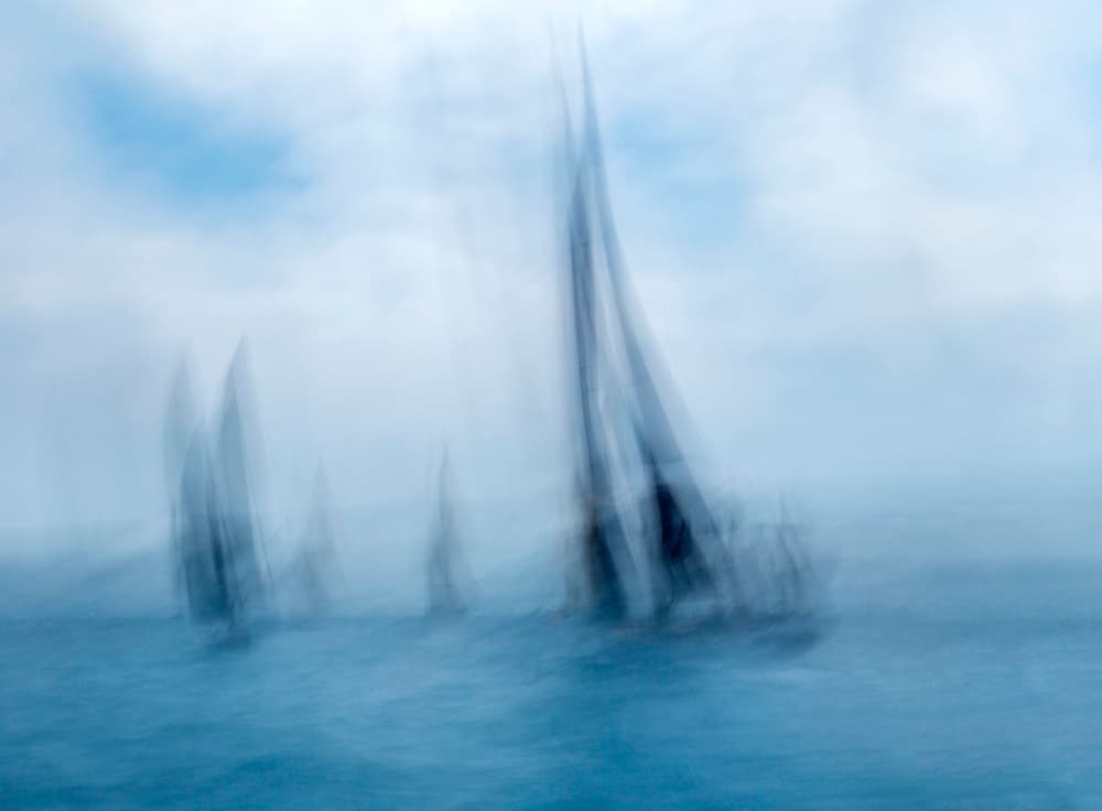Dreamy Blue Sailboats by GARCIA Dominik — canvas wall art