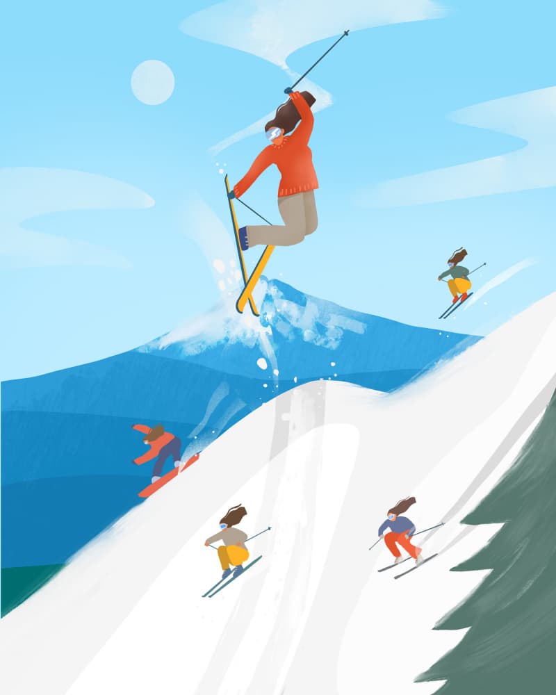 SKI GIRLS by Petra Lizde — canvas wall art
