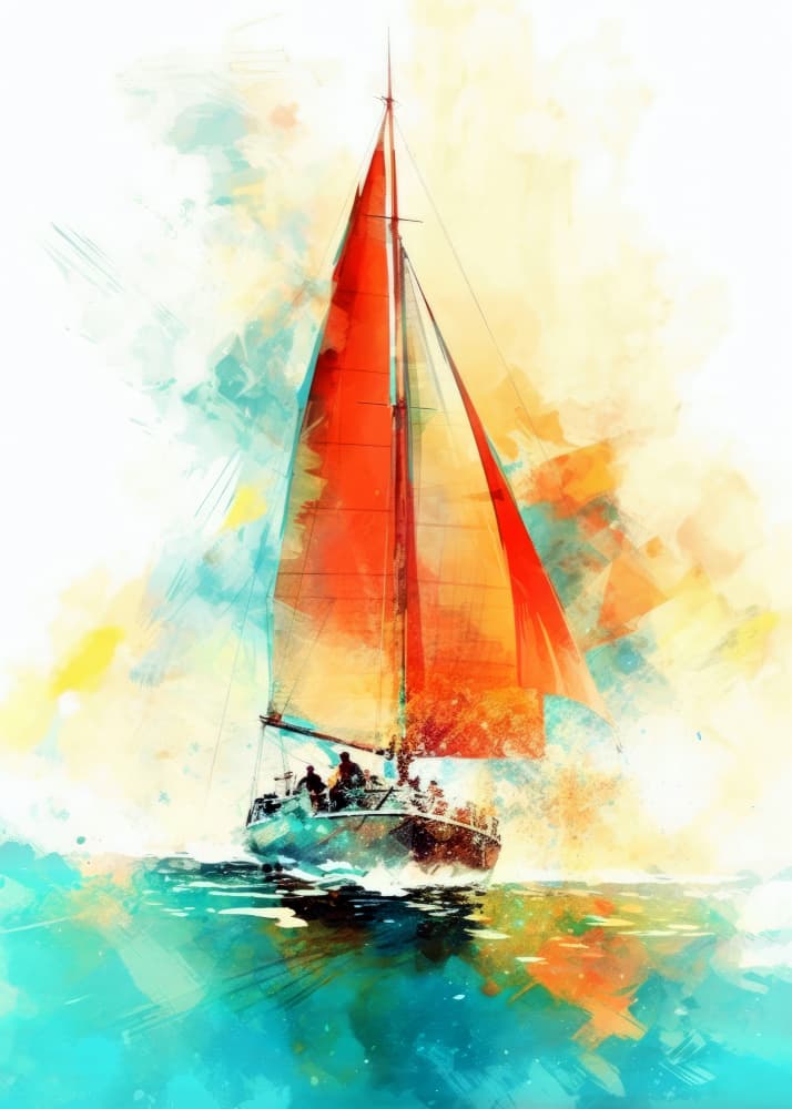 Vibrant Sailing Journey by Justyna Jaszke — canvas wall art