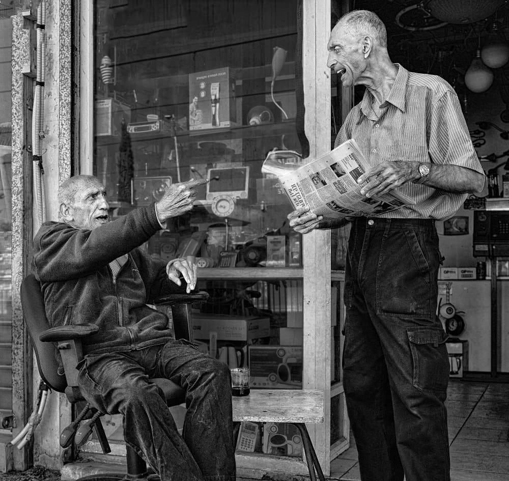 Old Friends Laughing by zyfeller — canvas wall art