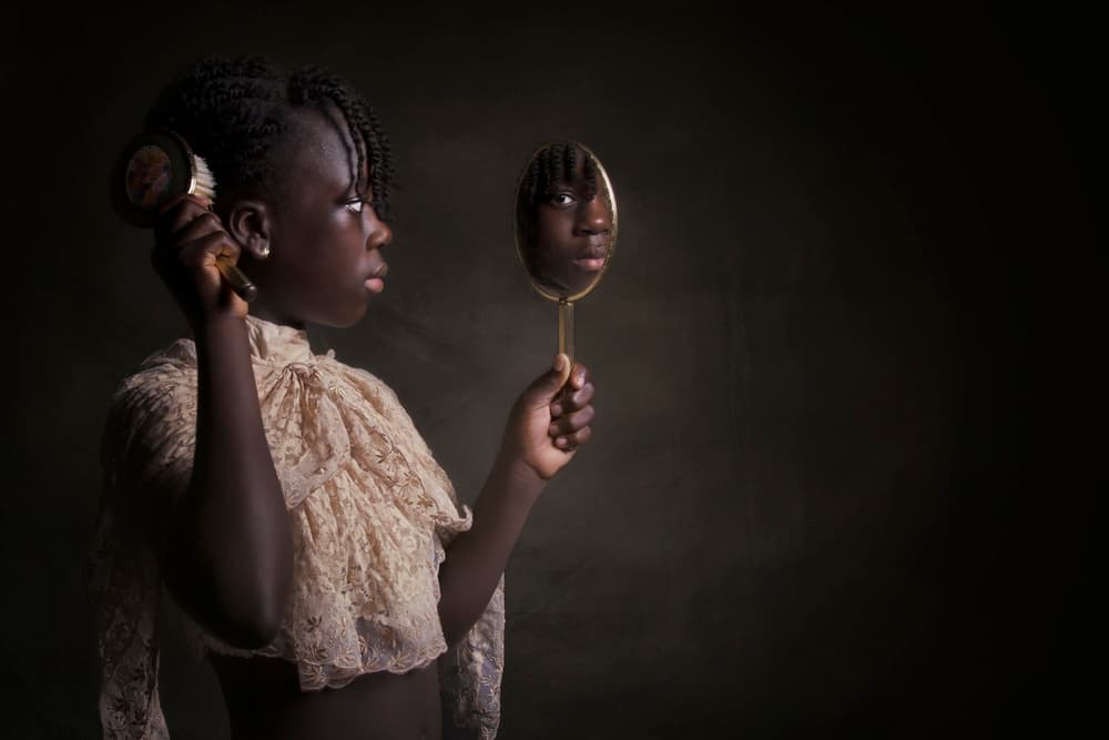 Young Girl's Reflection by Carola Kayen-Mouthaan — canvas wall art