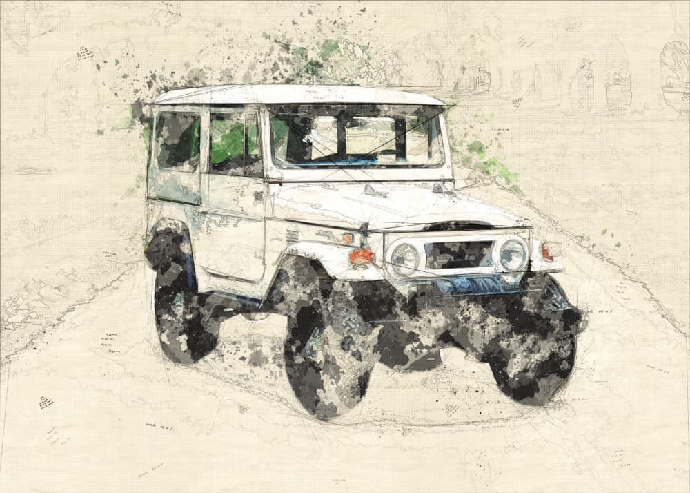 Vintage Offroad Sketch by Lembayung senja studio [Vintage Poster] — canvas wall art