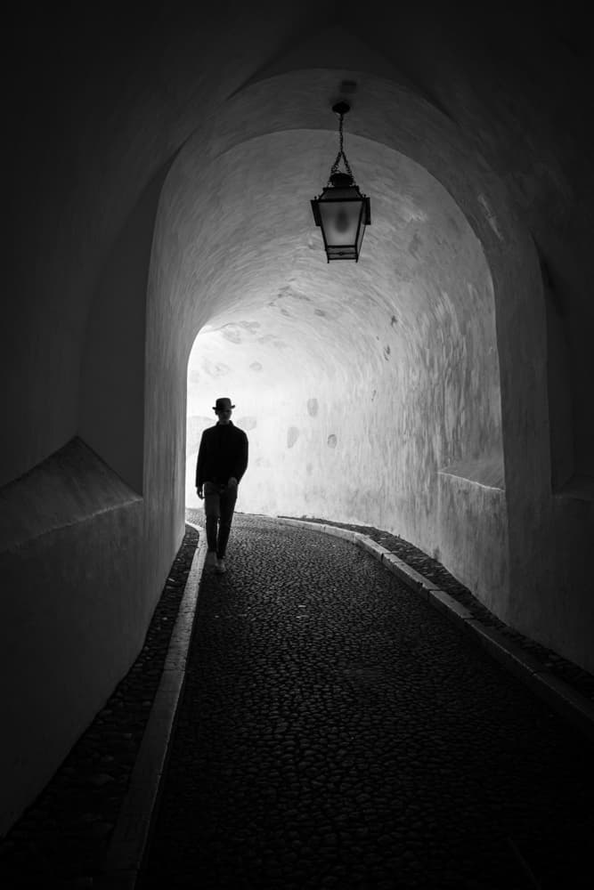 Man in Dark Tunnel by Richie Hatch — canvas wall art