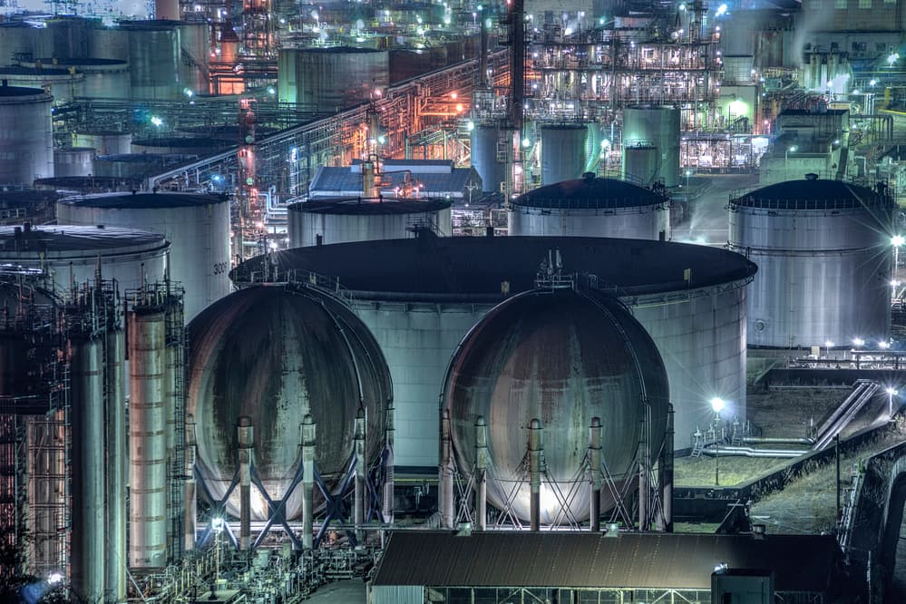 Industrial Night Glow by Tomoshi Hara — canvas wall art