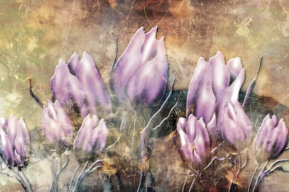 Textured Purple Blooms by Rafal Kulik — canvas wall art