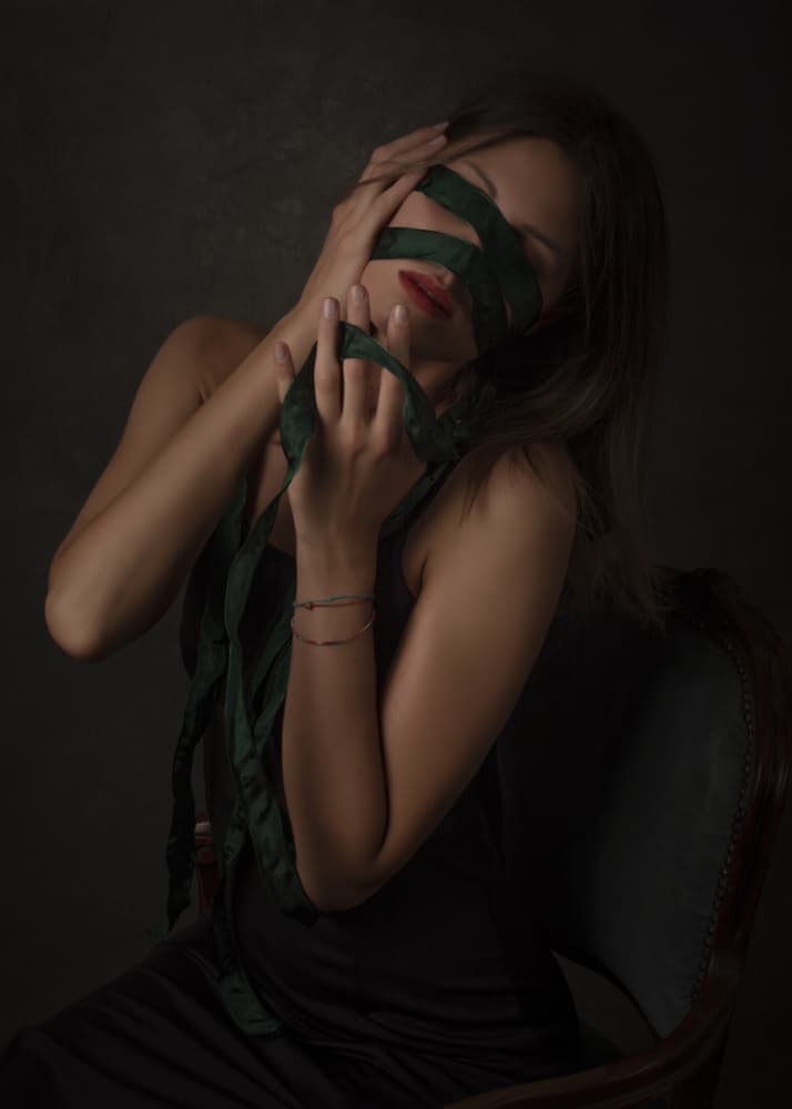 Pensive Blindfolded Woman by Donatella Basso — canvas wall art