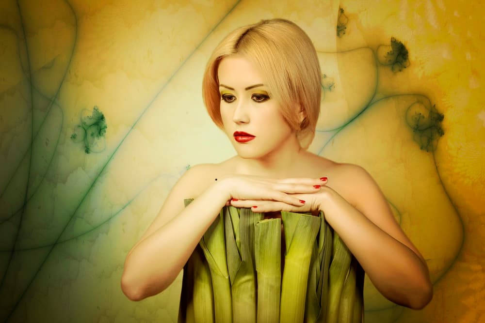 Blonde Leek Dress Portrait by Alexandra Fira — canvas wall art