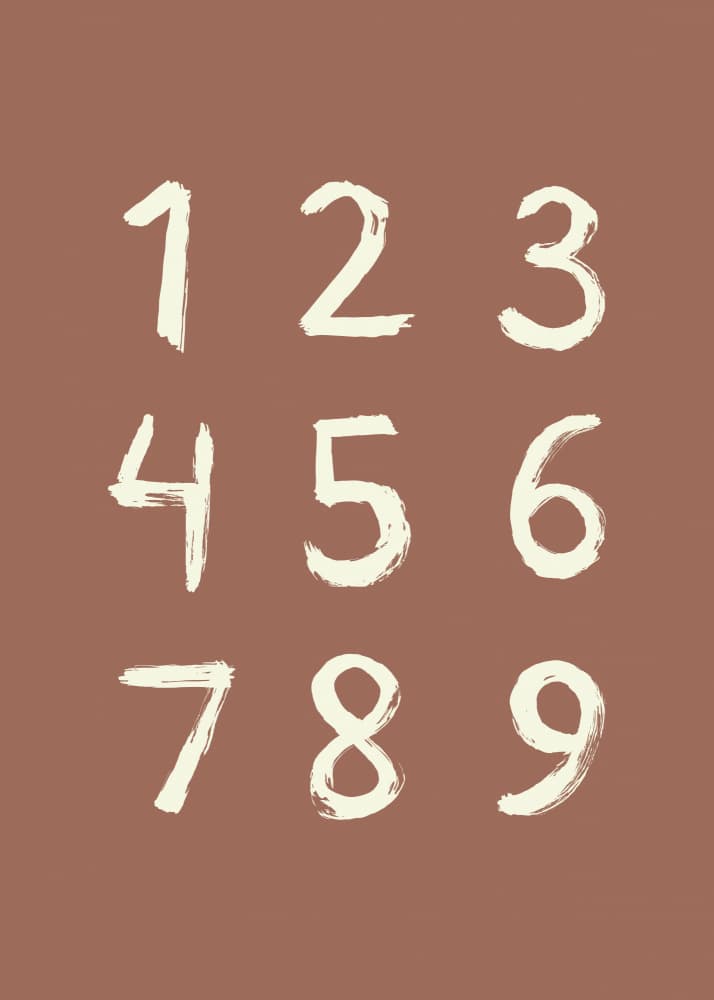 Rustic Hand-Drawn Numbers by Aminah Eleonora — canvas wall art