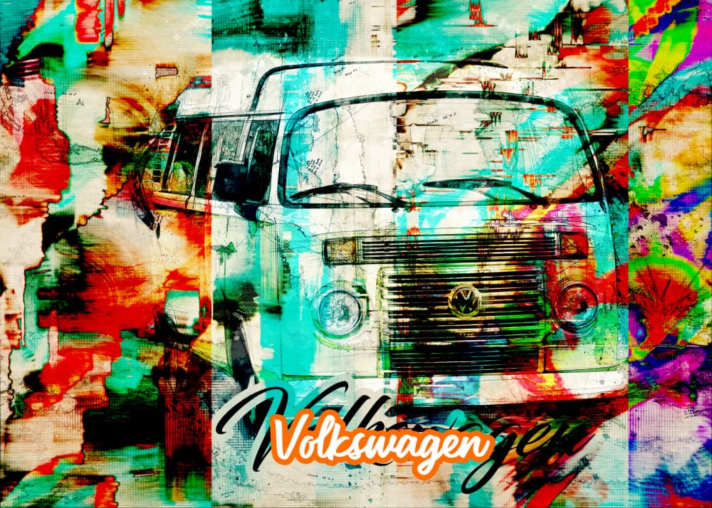 Colorful Vintage Van Art by Lembayung senja studio [Vintage Poster] — canvas wall art