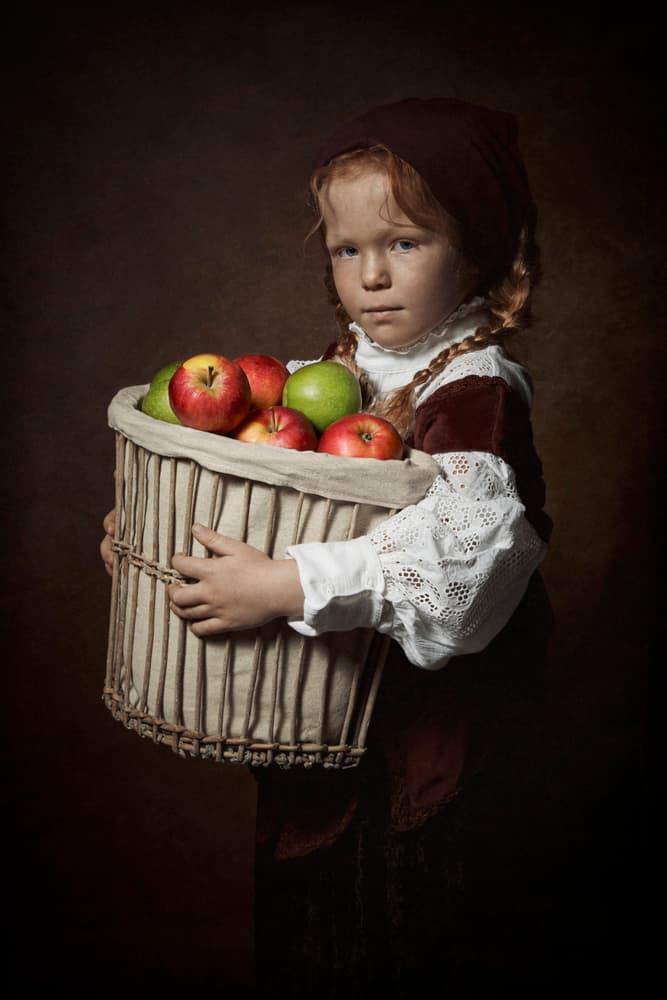 Peasant Girl with Apples by Carola Kayen-Mouthaan — canvas wall art