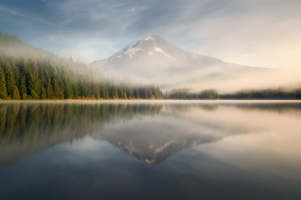 Misty Mountain Lake by Stefan Mitterwallner — canvas wall art