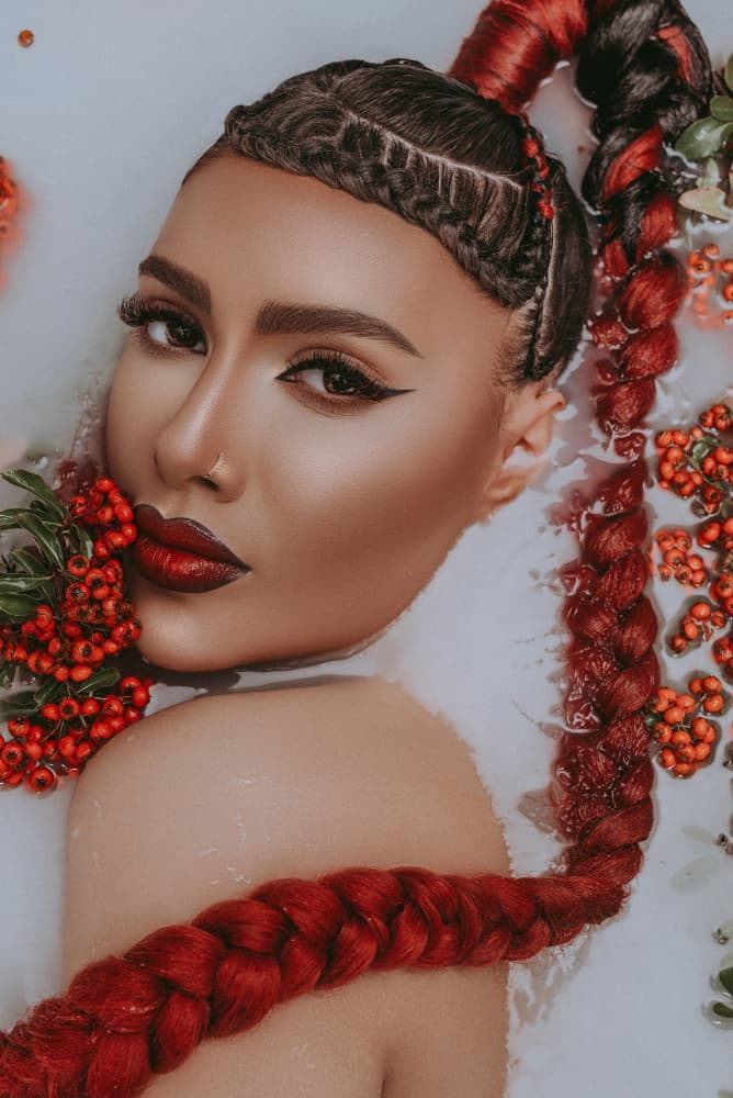 Bold Beauty Red Braids by amir behzadi — canvas wall art