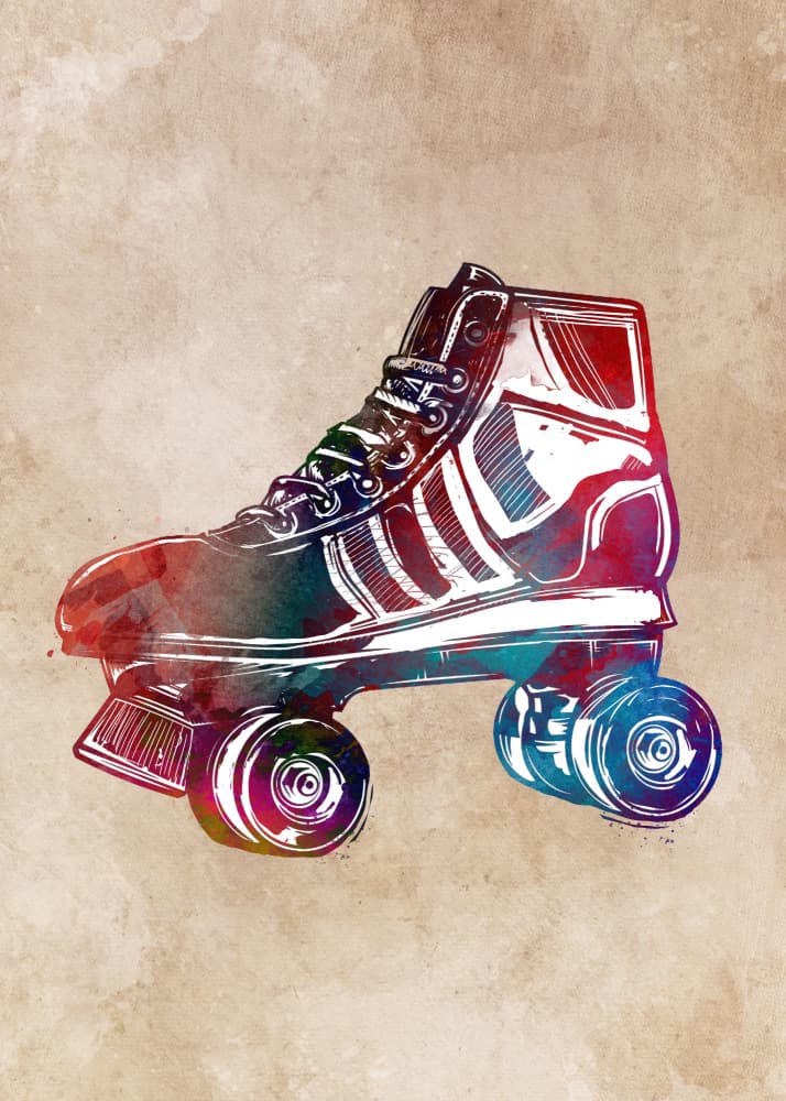 Watercolor Roller Skate by Justyna Jaszke — canvas wall art