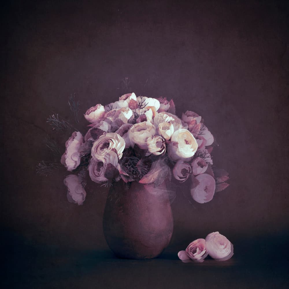 Moody Floral Still Life by Cicek Kiral — canvas wall art