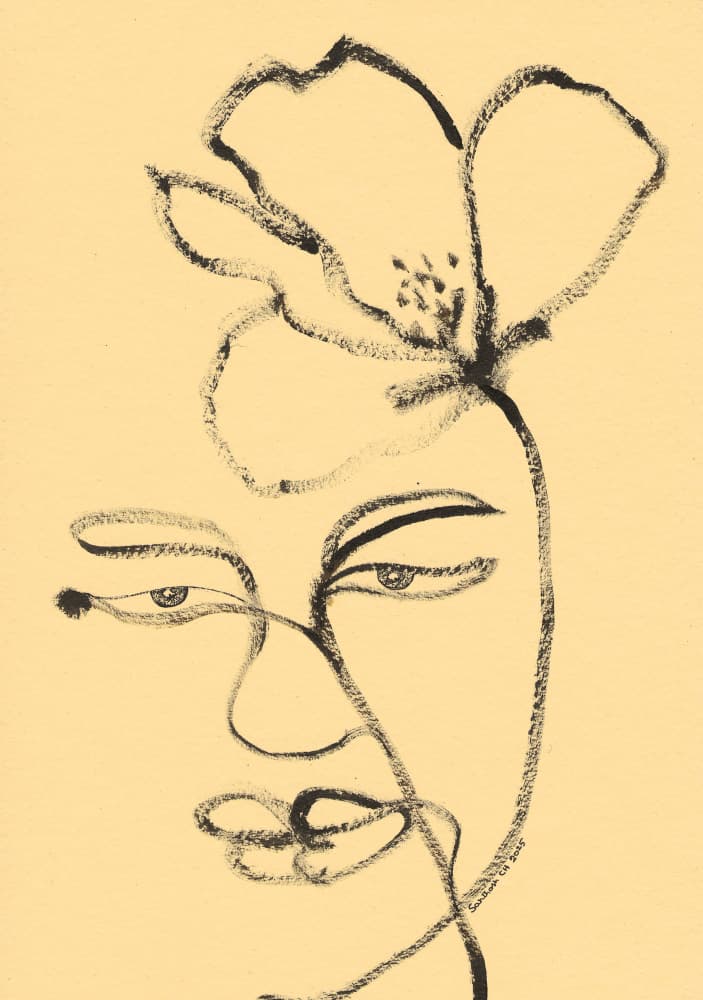 Minimalist Face Flower by Santhosh ch — canvas wall art