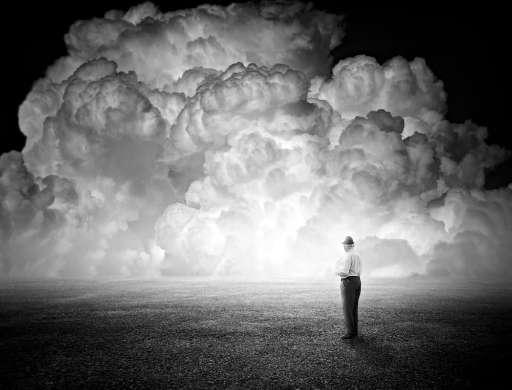 Man and Mushroom Cloud by Nermin Smajić — canvas wall art