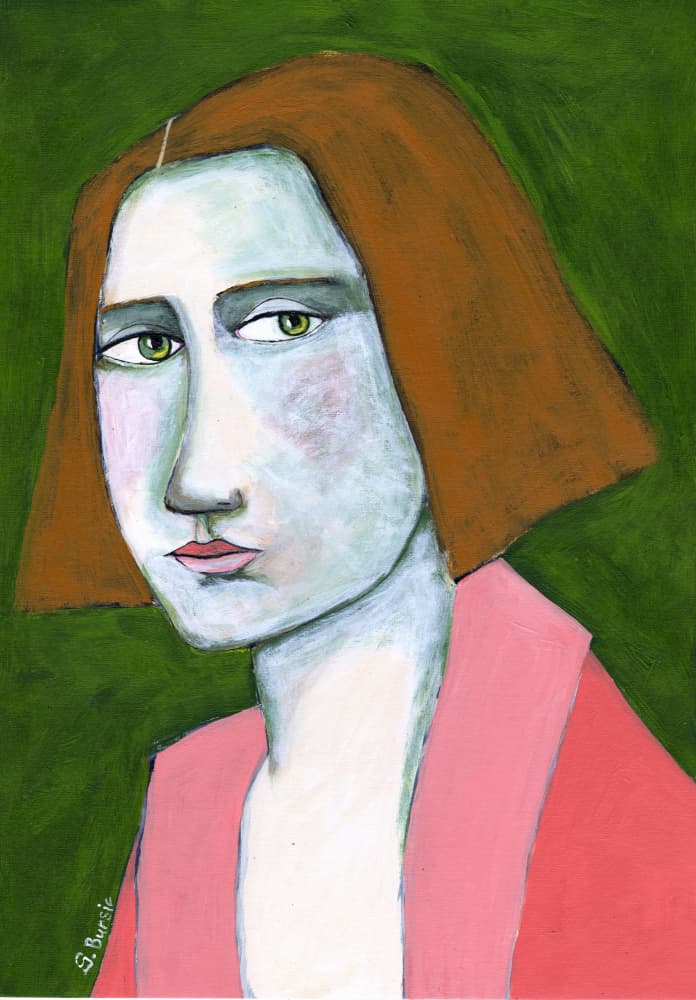 Pensive Woman Portrait by Sharyn Bursic — canvas wall art
