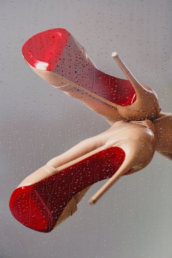 Wet Red Sole Heels by Erik Schottstaedt — canvas wall art