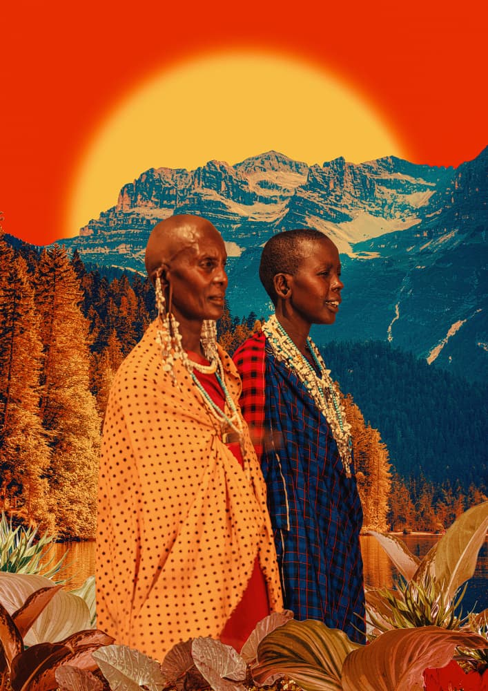 Maasai Women Mountains by CosmoZach — canvas wall art