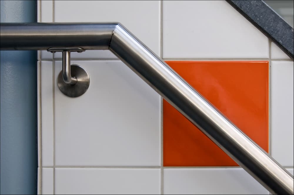Geometric Orange and Steel by Henk van Maastricht — canvas wall art