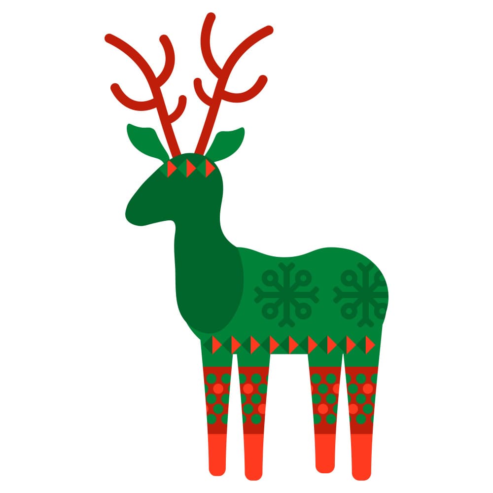 Patterned Christmas Reindeer by Marika Barsrsind — canvas wall art