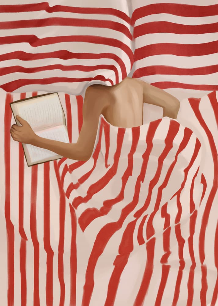Reading In Bed by Flow Line — canvas wall art